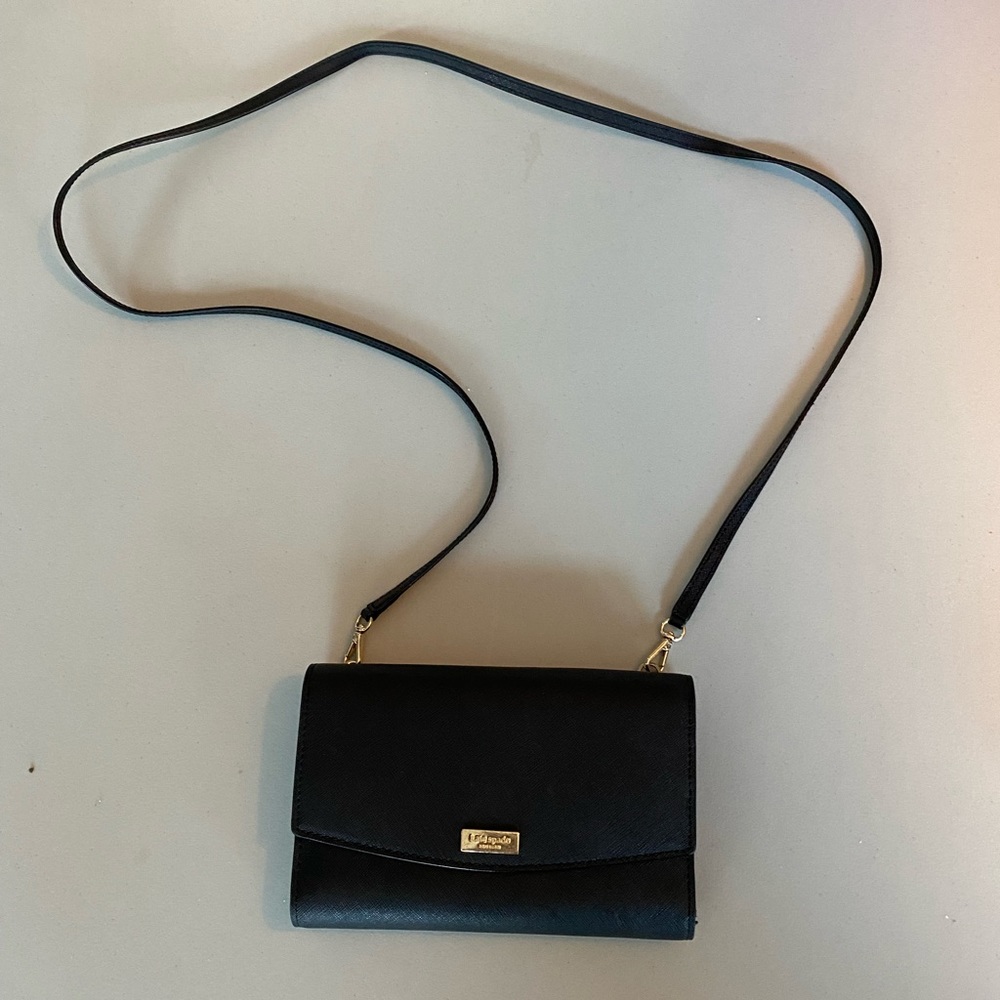 Black leather Kate Spade crossbody purse